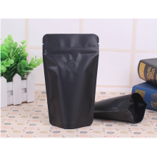Bolsa de café negro de 100 g-150 g con cremallera y válvula